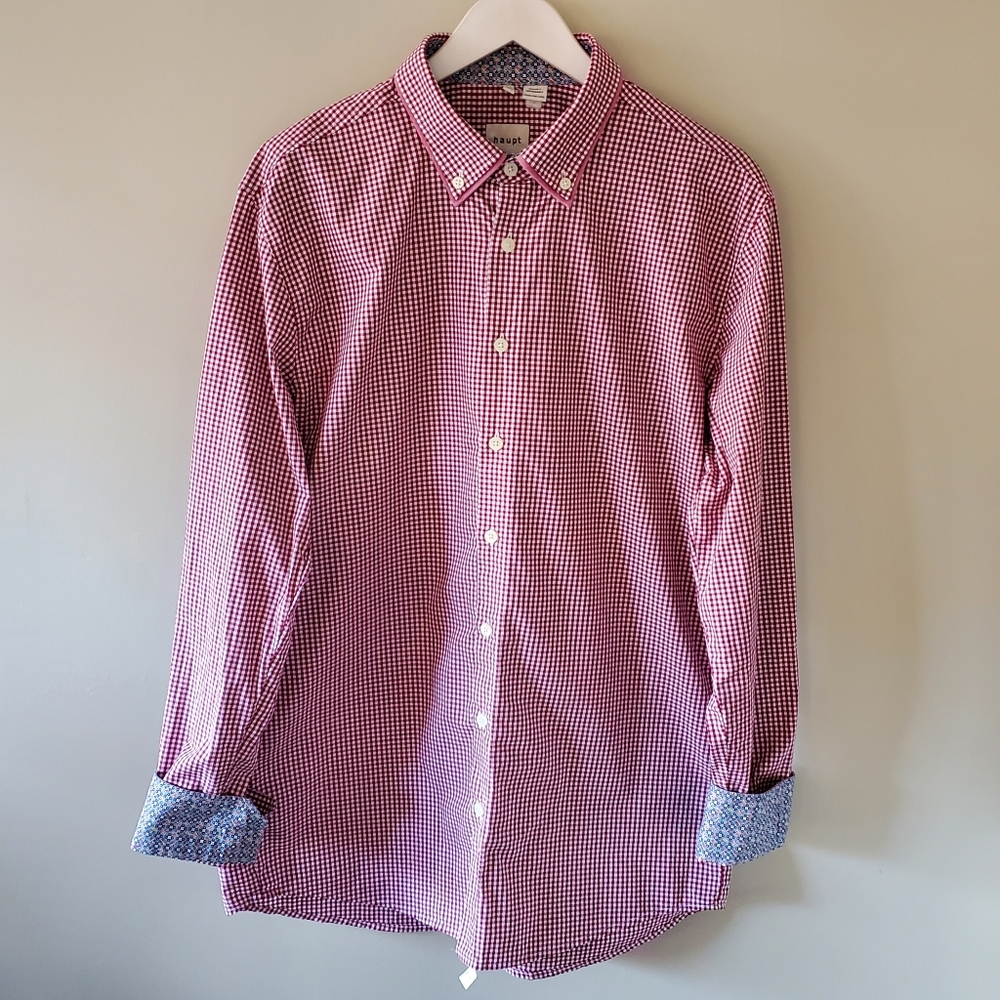 Haupt Germany L Old Money Ivy League Luxury Gingham Retro Flip Cuff Dress Shirt
